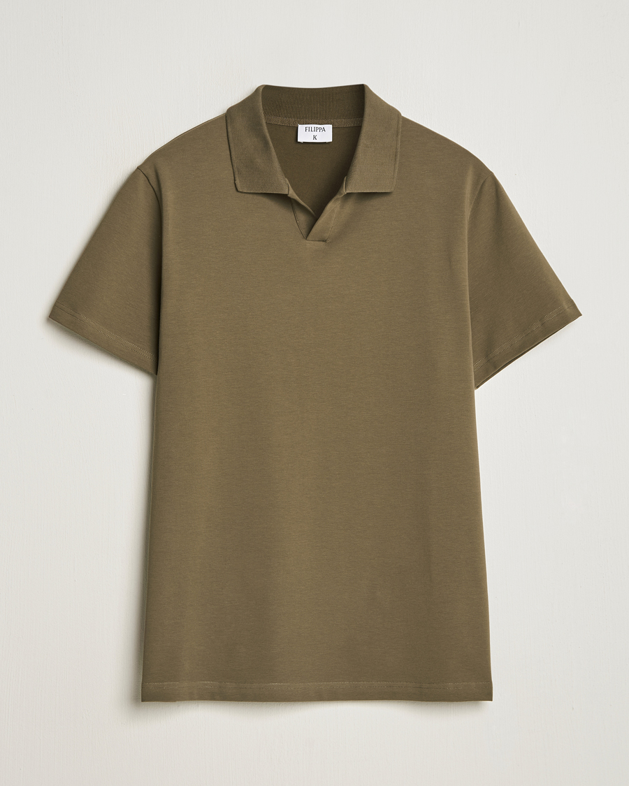 Herre | Pikéer | Filippa K | Soft Lycra Polo T-Shirt Dark Sage