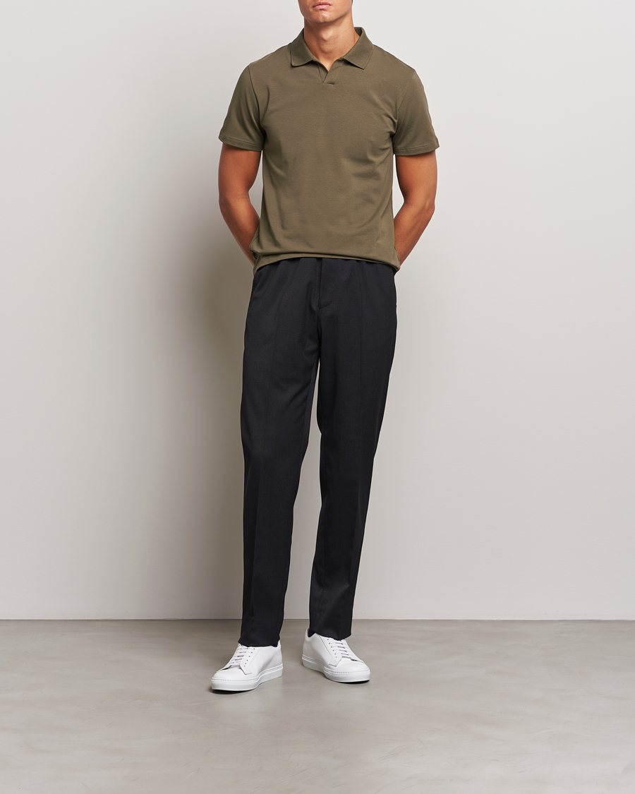 Herre | Pikéer | Filippa K | Soft Lycra Polo T-Shirt Dark Sage