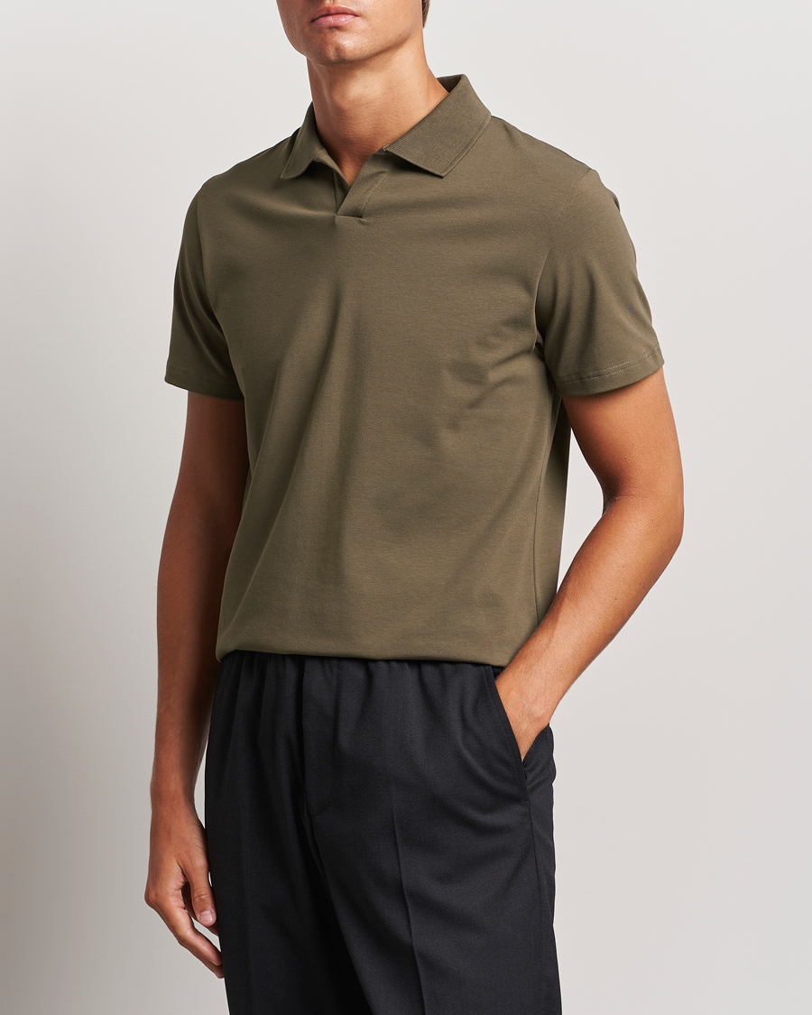Herre | Pikéer | Filippa K | Soft Lycra Polo T-Shirt Dark Sage