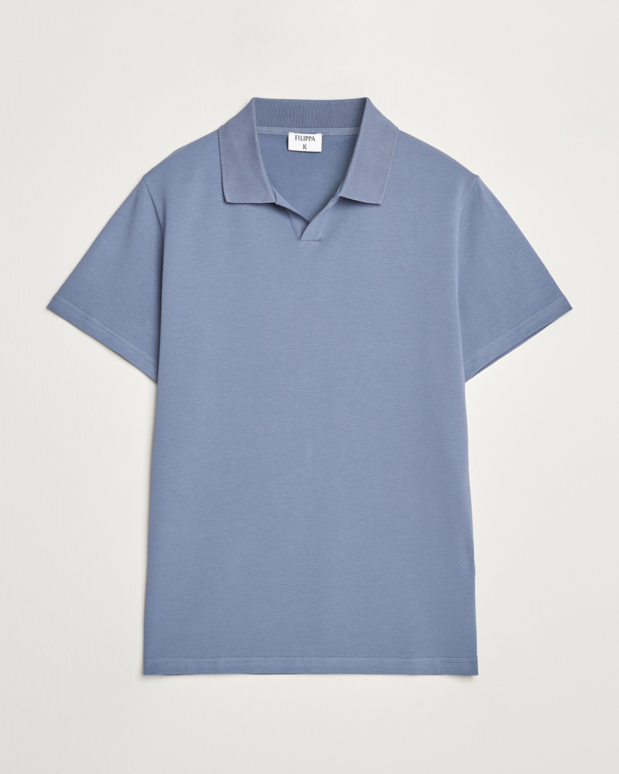 Herre | Pikéer | Filippa K | Soft Lycra Polo T-Shirt Grey Blue
