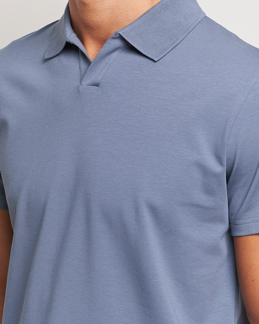 Herre | Pikéer | Filippa K | Soft Lycra Polo T-Shirt Grey Blue