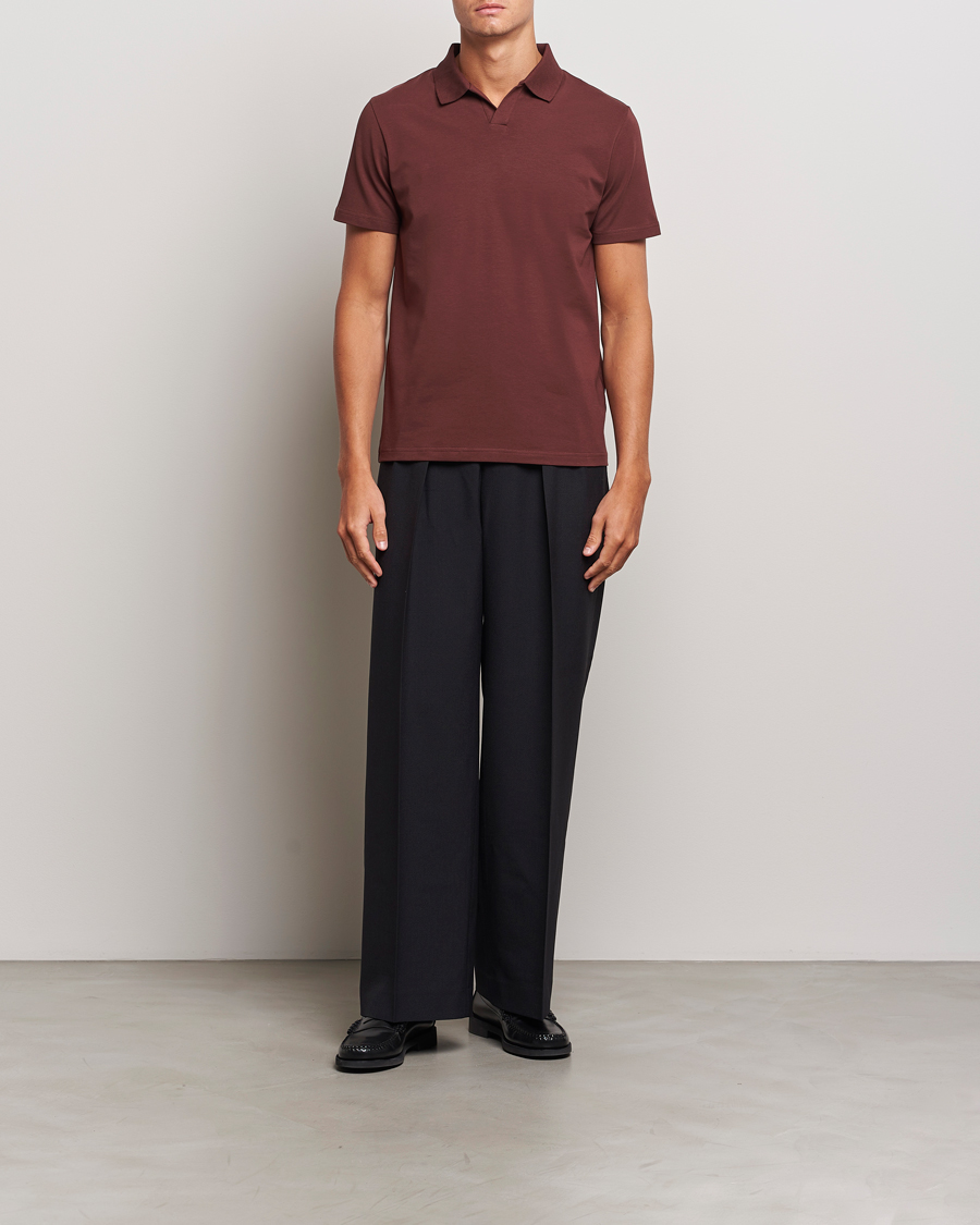 Herre | Pikéer | Filippa K | Soft Lycra Polo T-Shirt Mahogany Brown