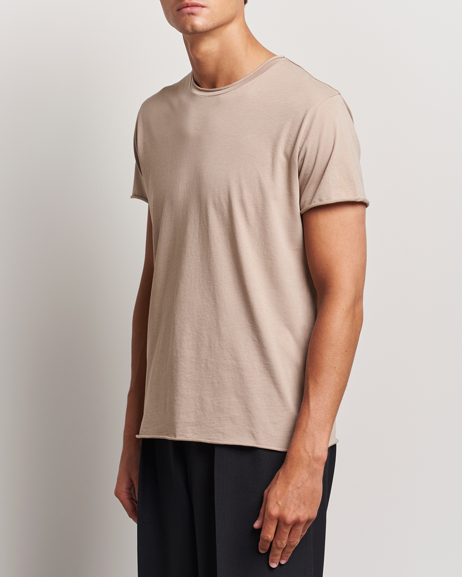 Herre | T-Shirts | Filippa K | Roll Neck Crew Neck T-Shirt Faded Khaki