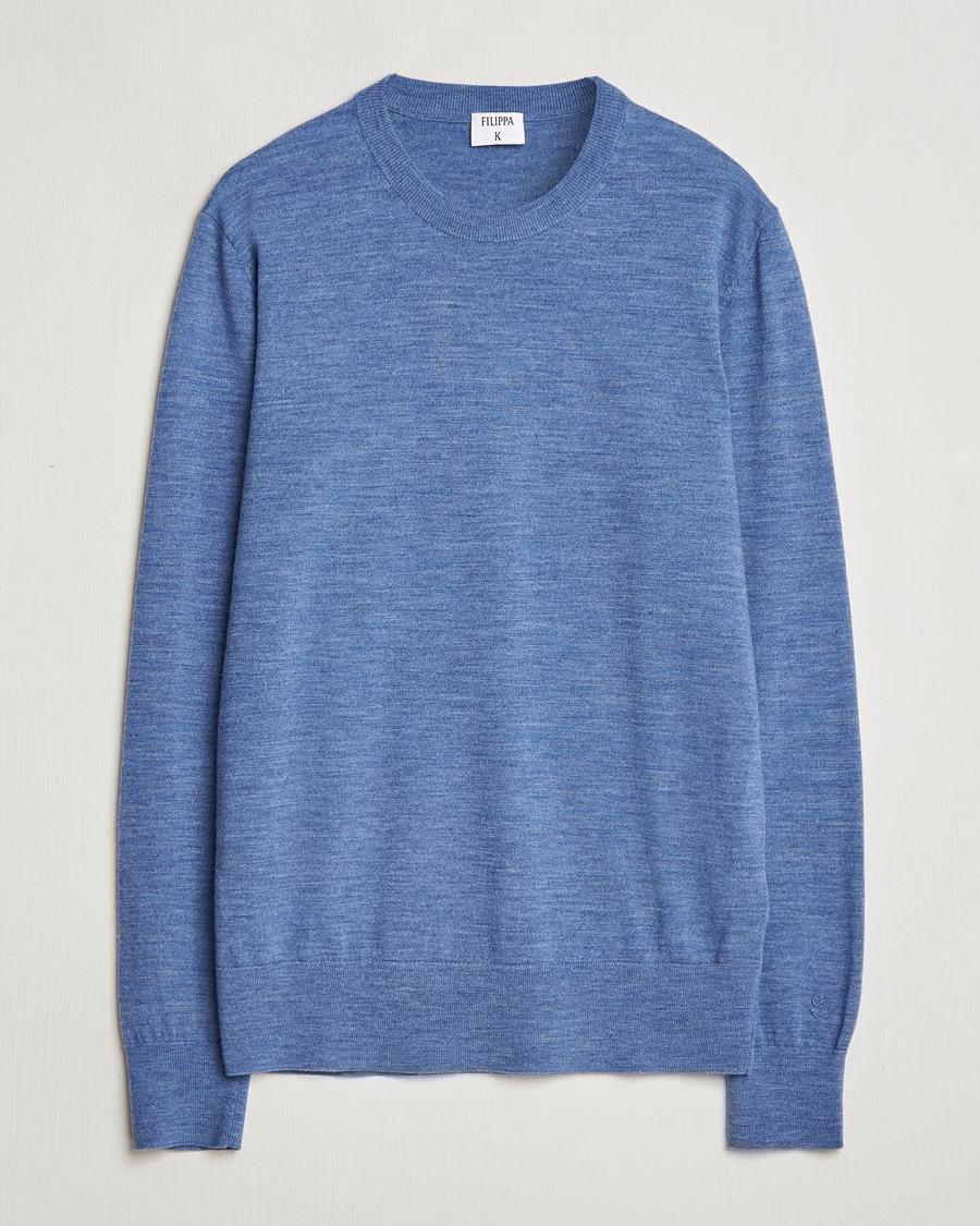 Herre | Gensere | Filippa K | Merino Round Neck Sweater Blue Melange