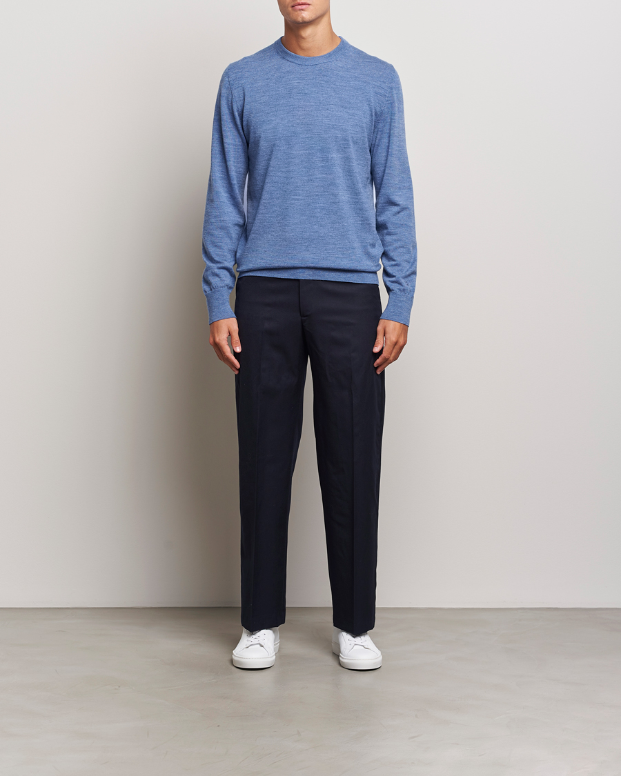 Herre | Gensere | Filippa K | Merino Round Neck Sweater Blue Melange