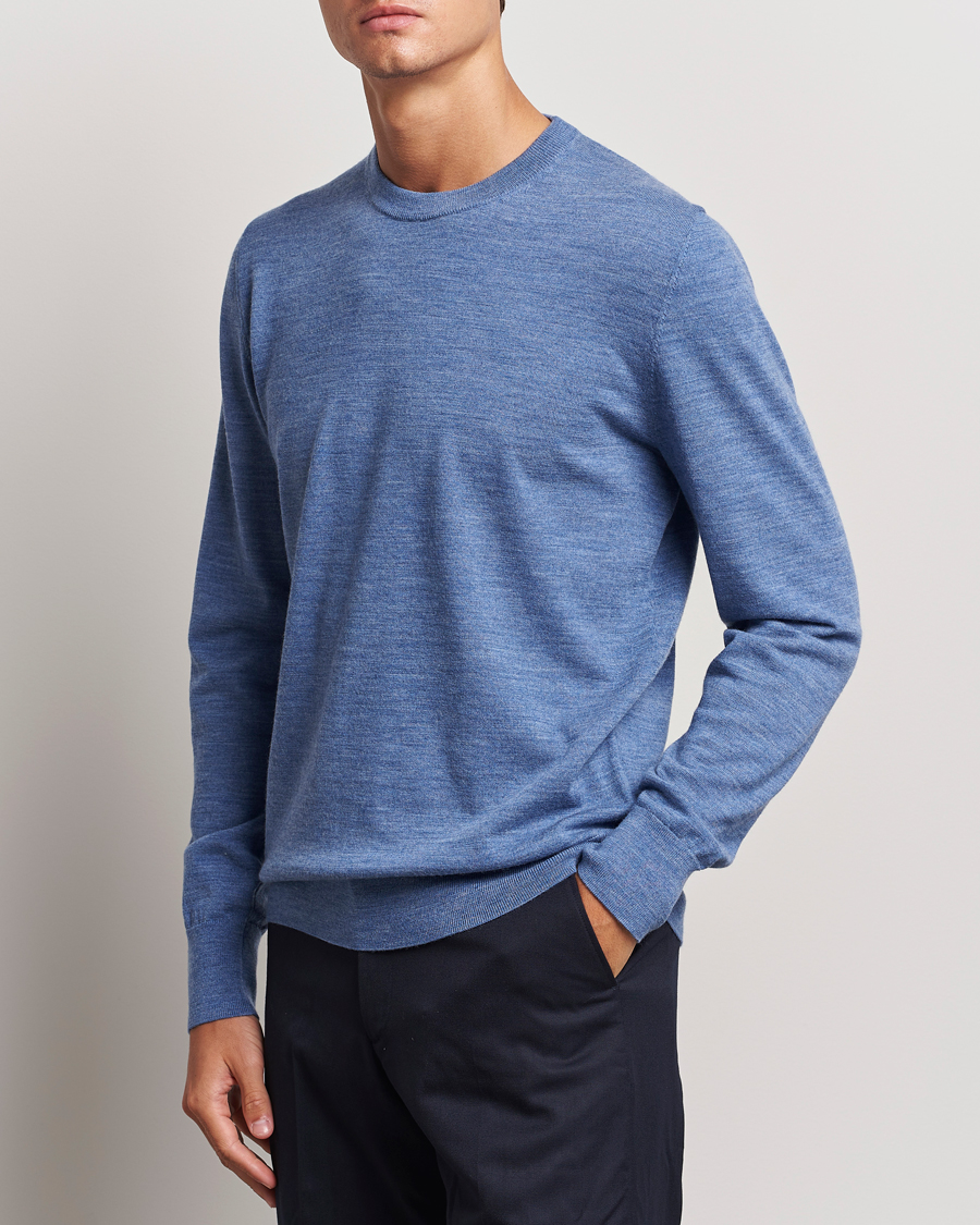 Herre | Gensere | Filippa K | Merino Round Neck Sweater Blue Melange