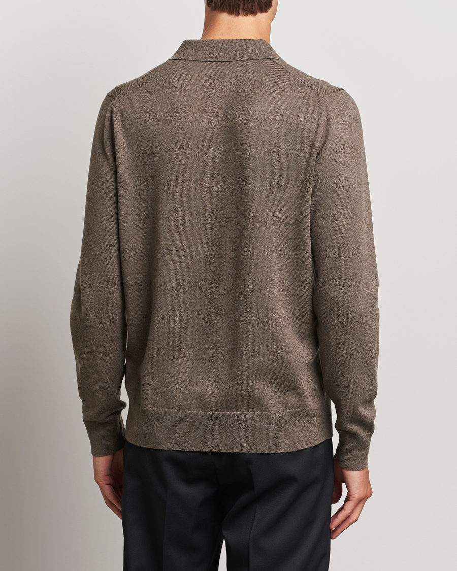 Herre | Gensere | Filippa K | Knitted Polo Shirt Dark Sage Melange