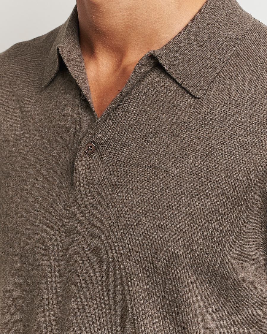 Herre | Gensere | Filippa K | Knitted Polo Shirt Dark Sage Melange