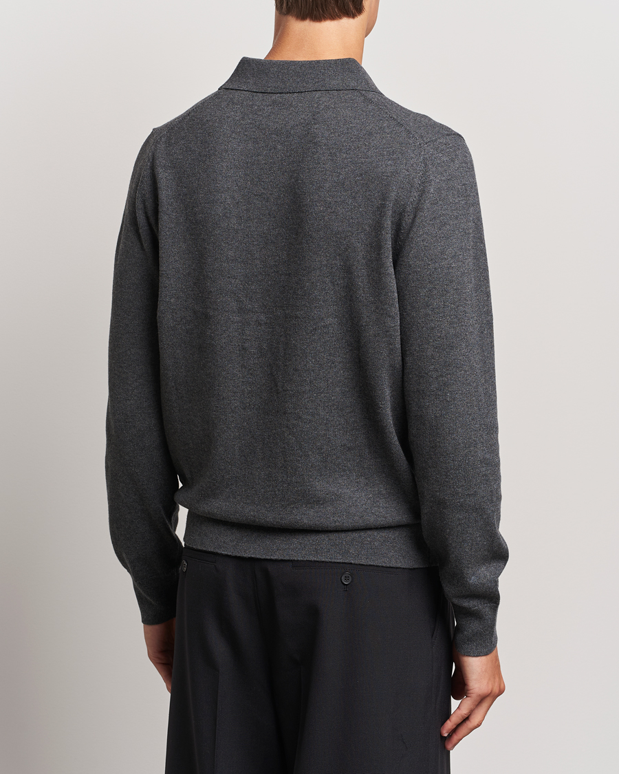 Herre | Gensere | Filippa K | Knitted Polo Shirt Dark Grey Melange