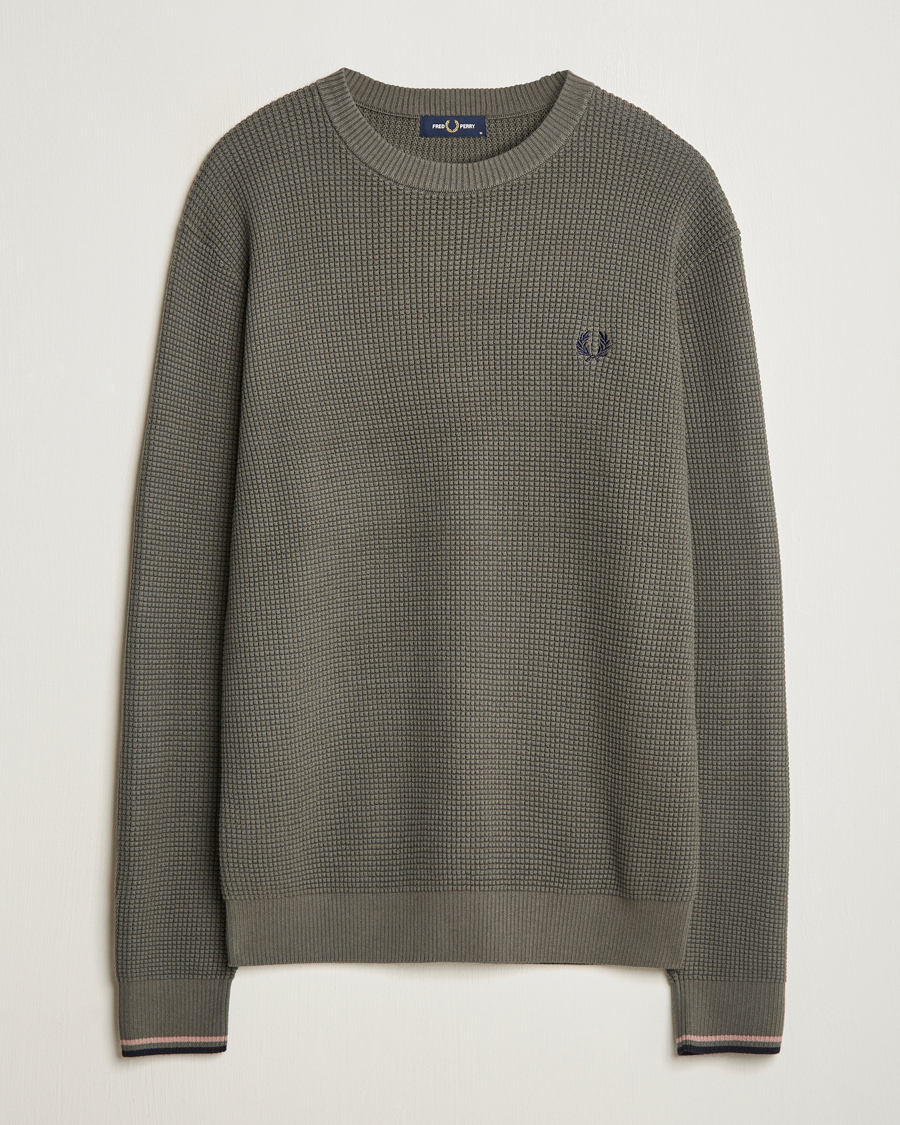 Herre | Gensere | Fred Perry | Waffle Stitch Jumper Field Green