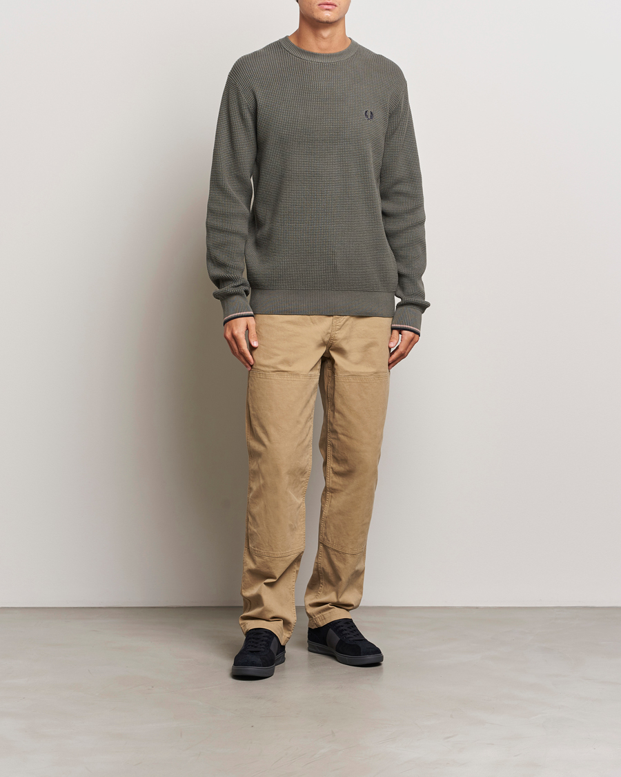 Herre | Gensere | Fred Perry | Waffle Stitch Jumper Field Green