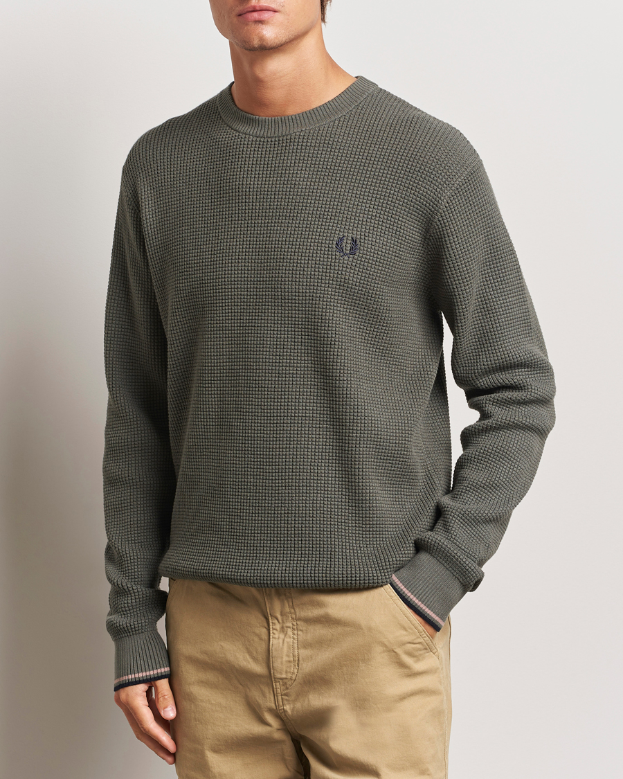 Herre | Gensere | Fred Perry | Waffle Stitch Jumper Field Green