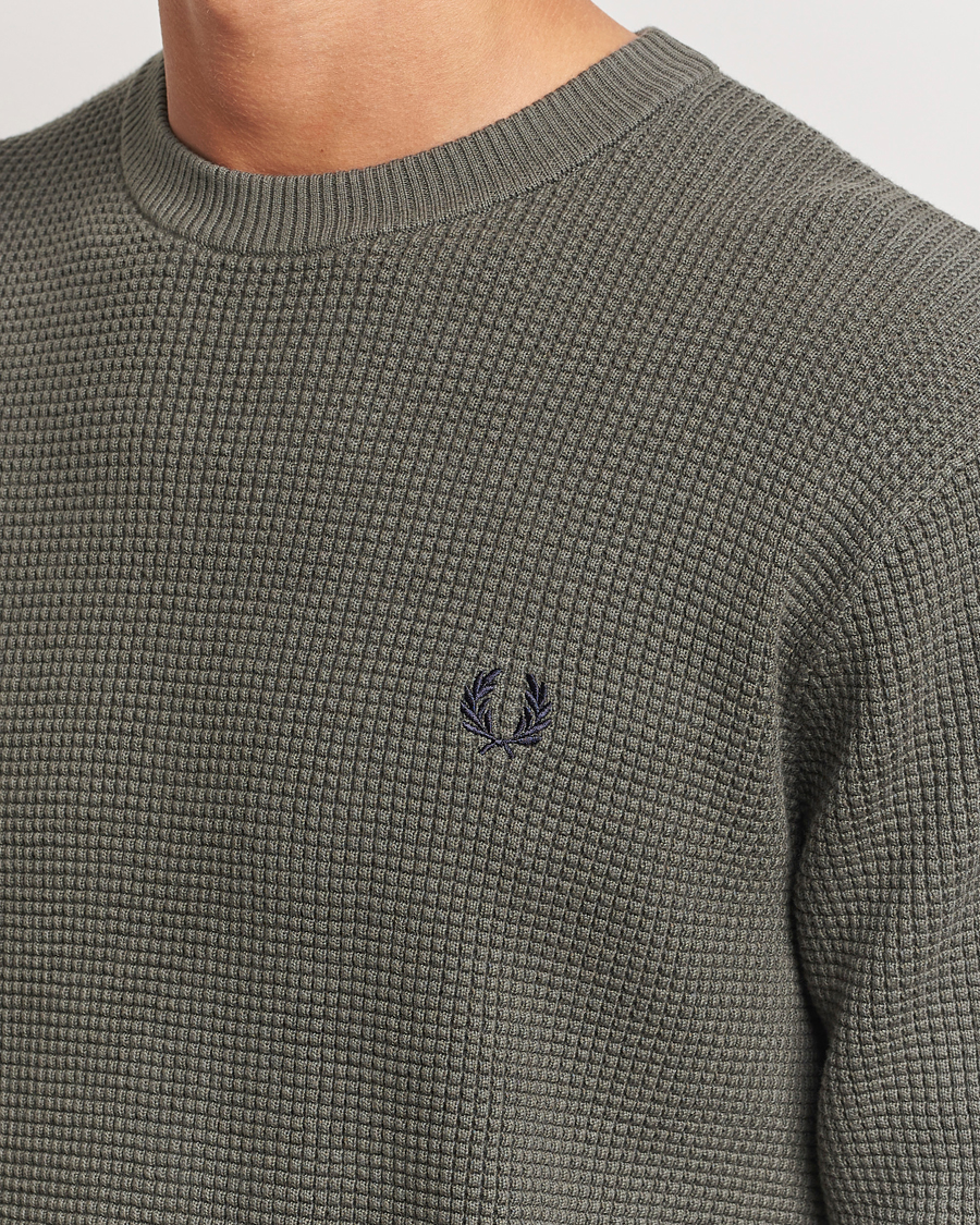 Herre | Gensere | Fred Perry | Waffle Stitch Jumper Field Green