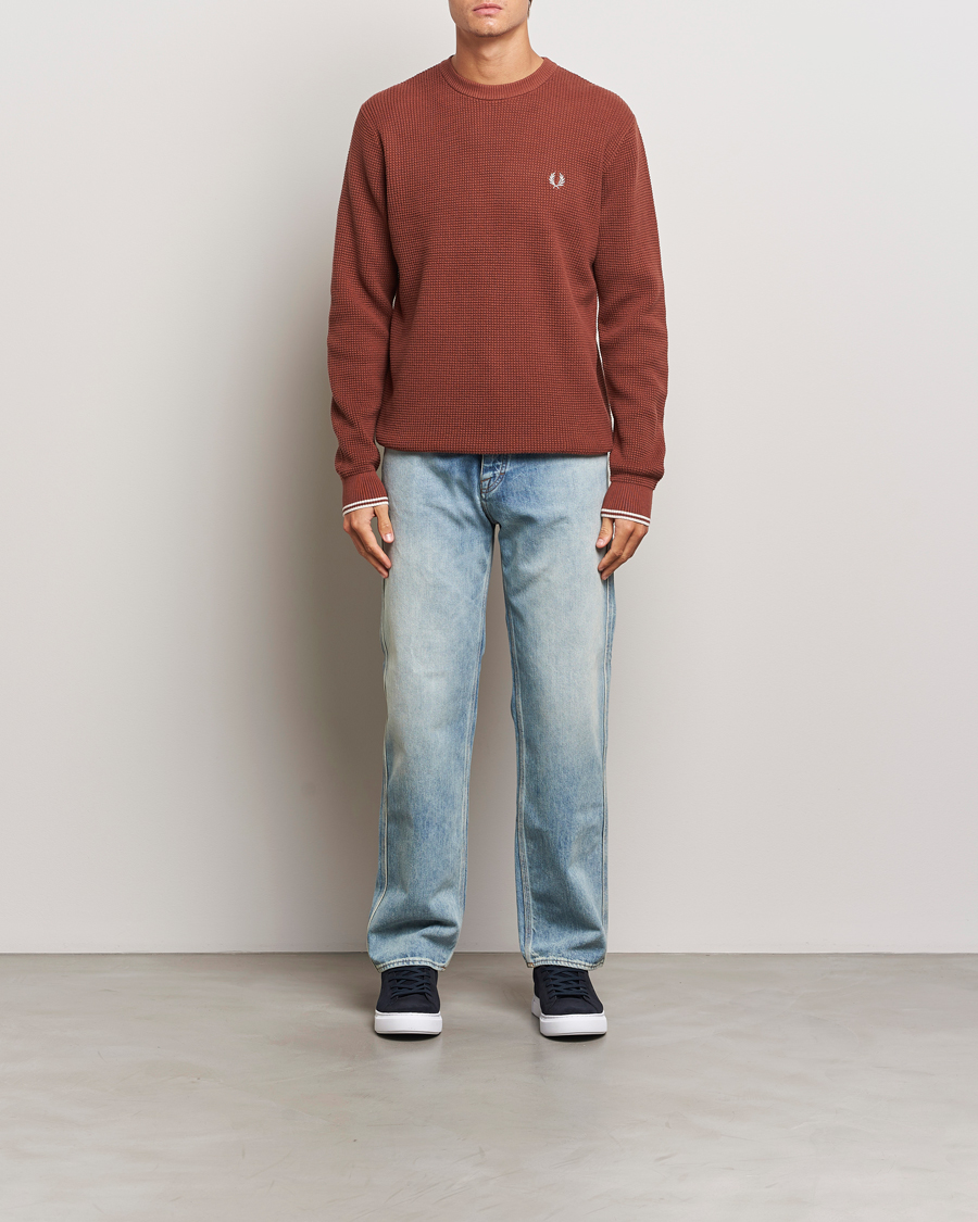 Herre | Gensere | Fred Perry | Waffle Stitch Jumper Whiskey Brown