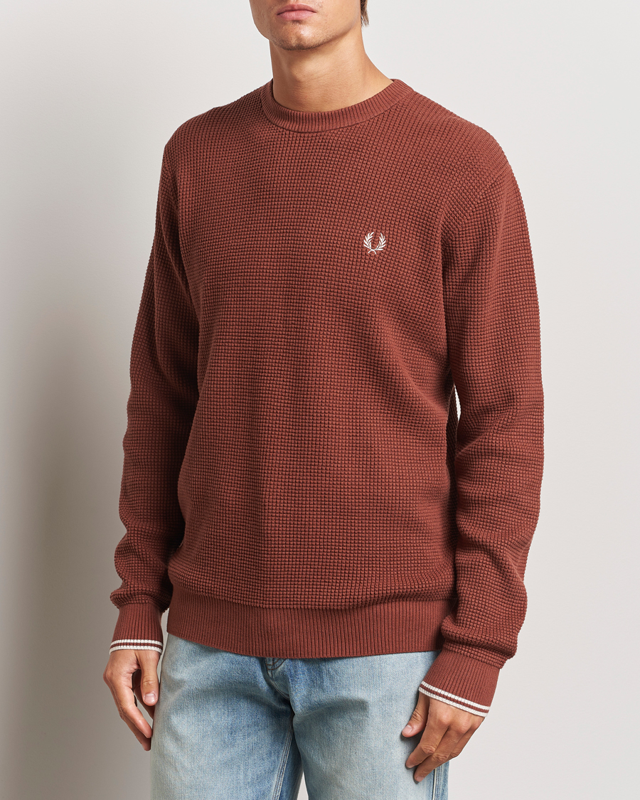 Herre | Gensere | Fred Perry | Waffle Stitch Jumper Whiskey Brown