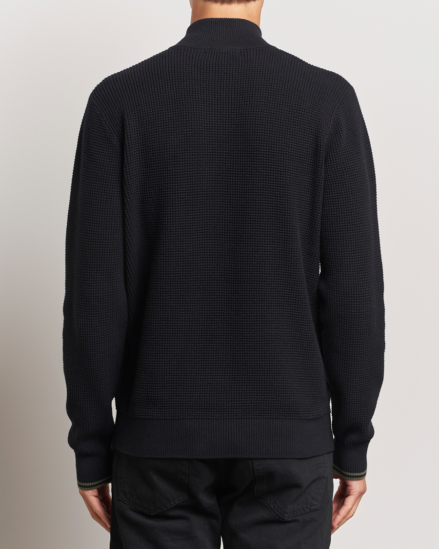 Herre | Gensere | Fred Perry | Waffle Stitch Half Zip Black
