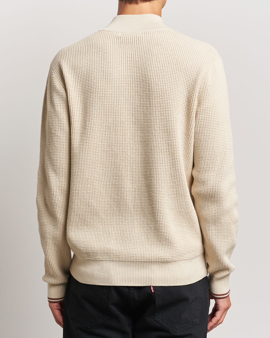 Herre | Gensere | Fred Perry | Waffle Stitch Half Zip Oatmeal