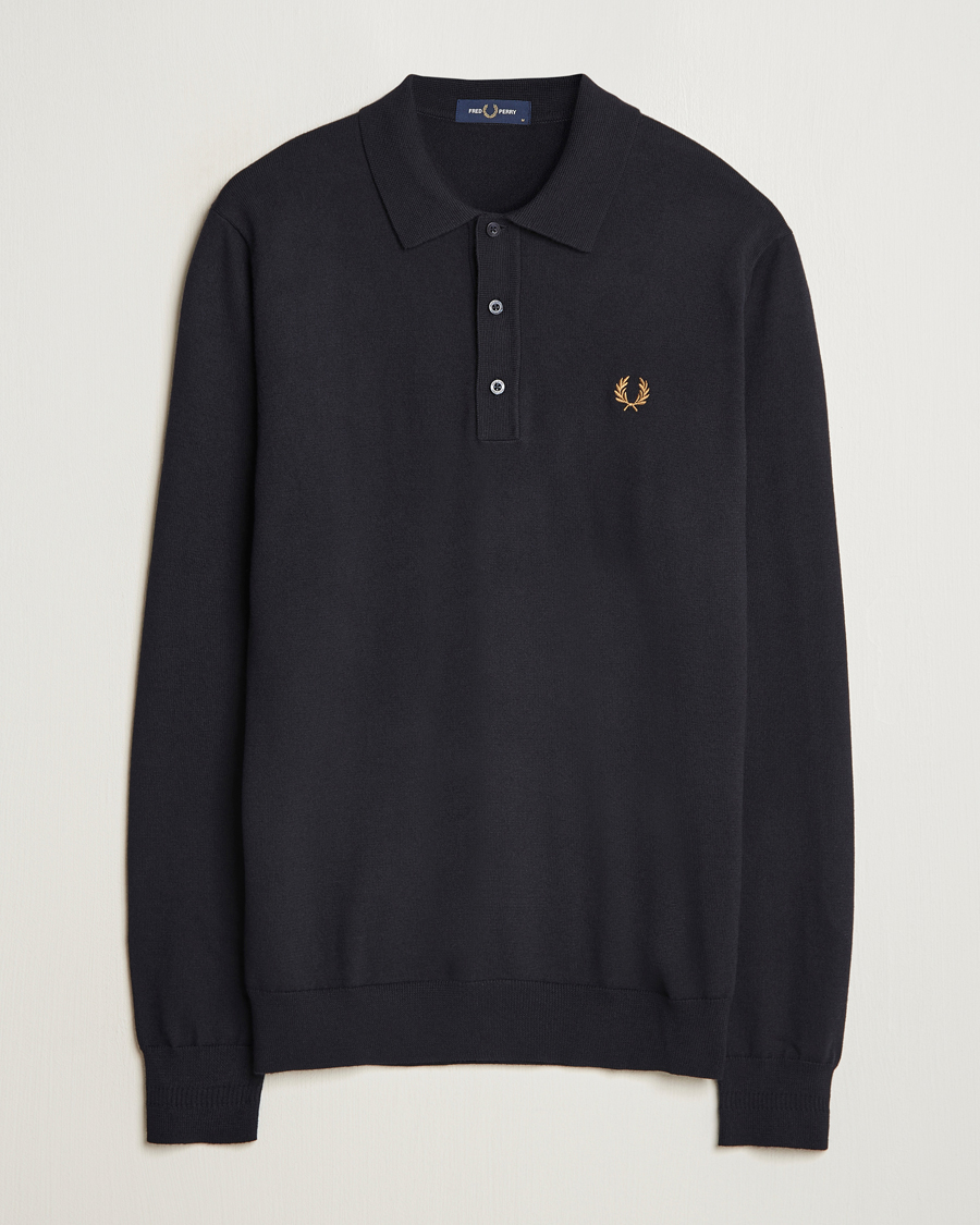 Herre | Gensere | Fred Perry | Knitted Long Sleeve Polo Navy