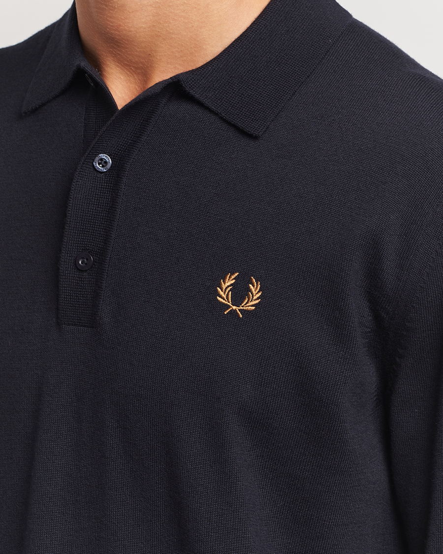 Herre | Gensere | Fred Perry | Knitted Long Sleeve Polo Navy