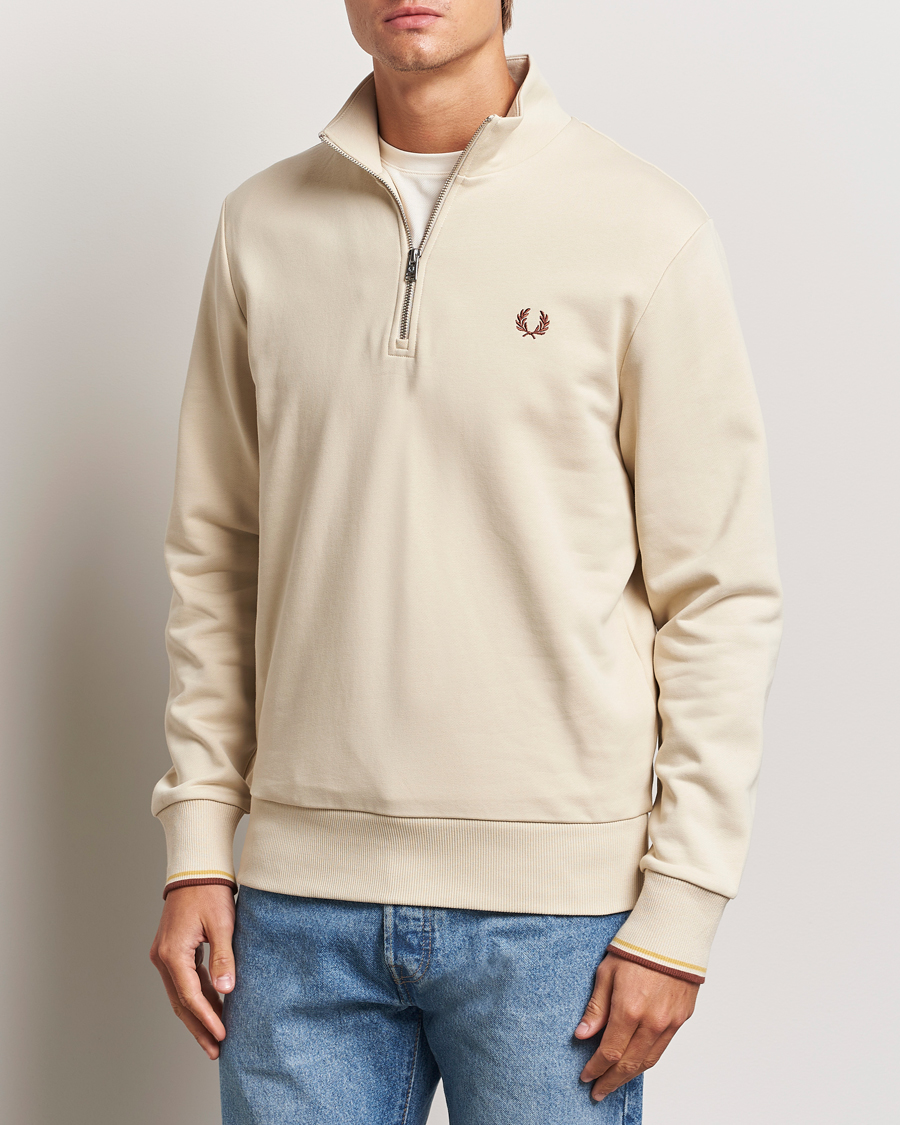 Herre | Gensere | Fred Perry | Half Zip Sweatshirt Oatmeal
