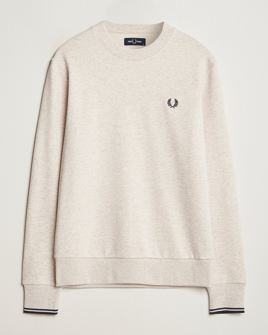 Herre | Gensere | Fred Perry | Crew Neck Sweatshirt Oatmeal Melange