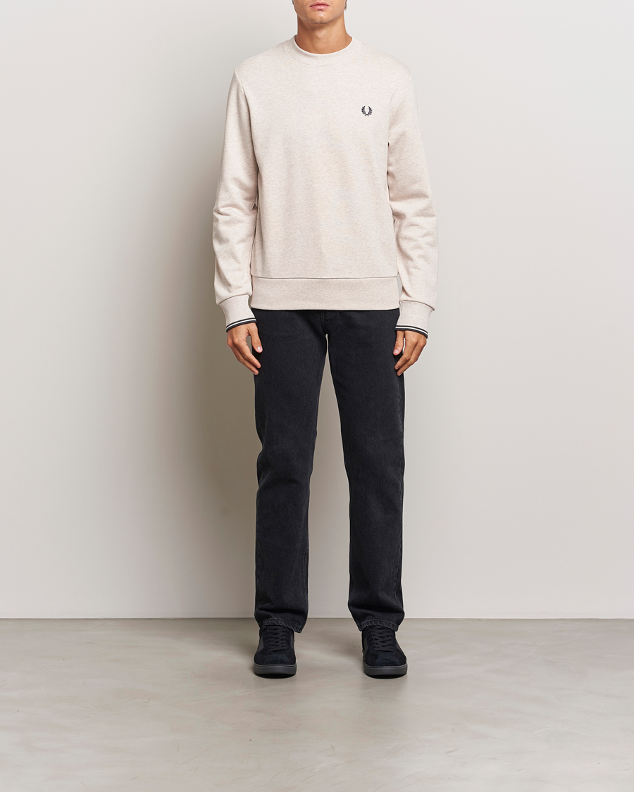 Herre | Gensere | Fred Perry | Crew Neck Sweatshirt Oatmeal Melange