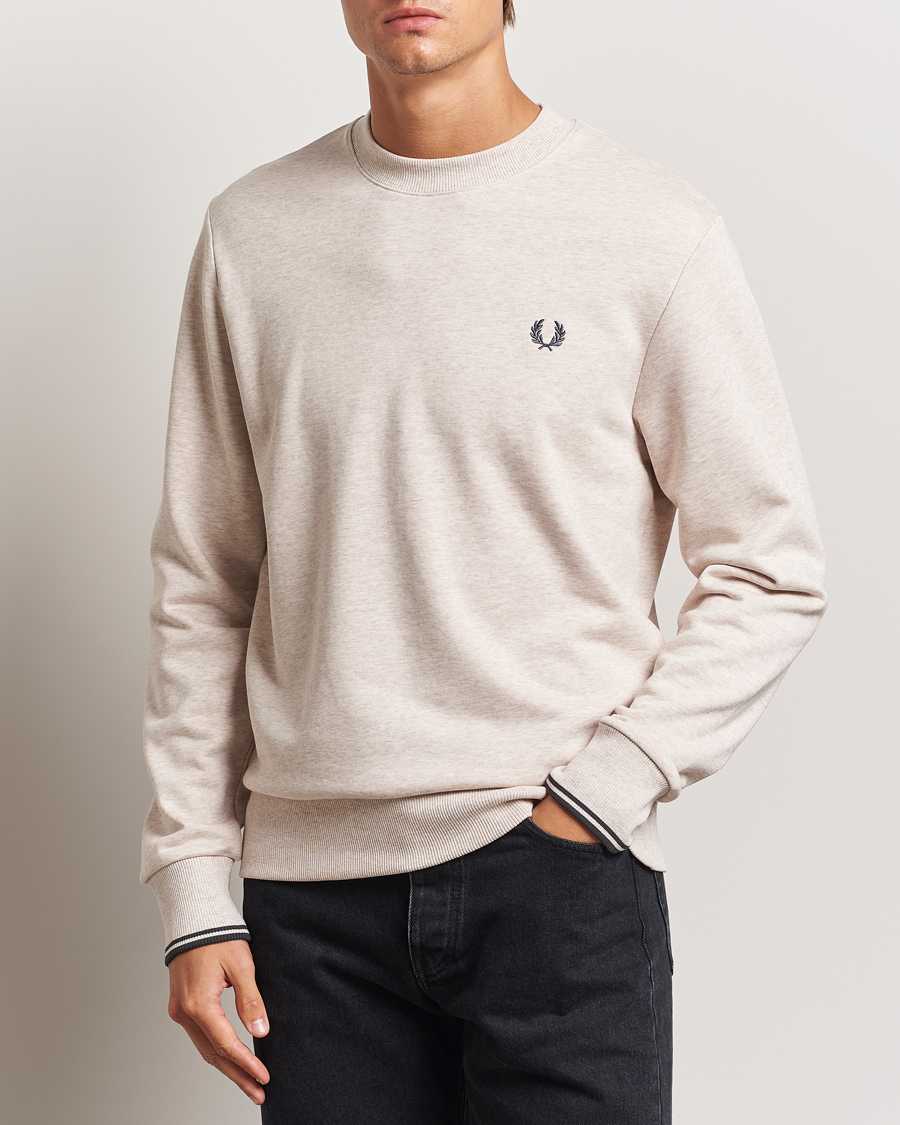 Herre | Gensere | Fred Perry | Crew Neck Sweatshirt Oatmeal Melange