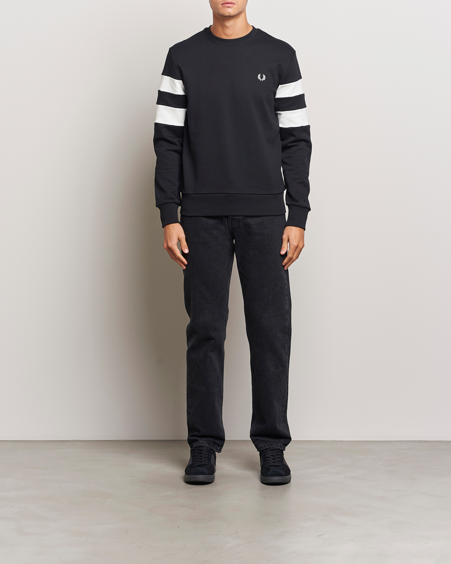 Herre | Gensere | Fred Perry | Tipped Sleeve Crew Neck Sweatshirt Black