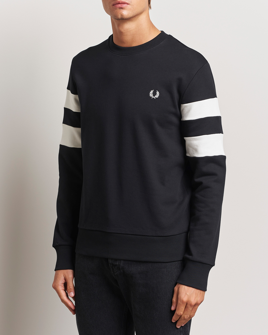 Herre | Gensere | Fred Perry | Tipped Sleeve Crew Neck Sweatshirt Black