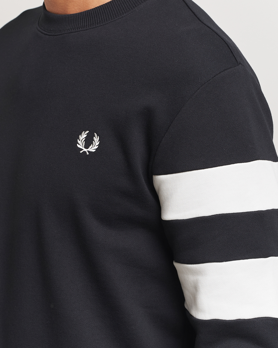 Herre | Gensere | Fred Perry | Tipped Sleeve Crew Neck Sweatshirt Black