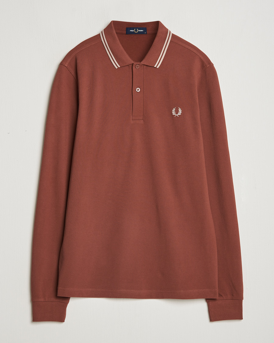 Herre | Gensere | Fred Perry | Twin Tipped Long Sleeve Polo Shirt Whiskey Brown