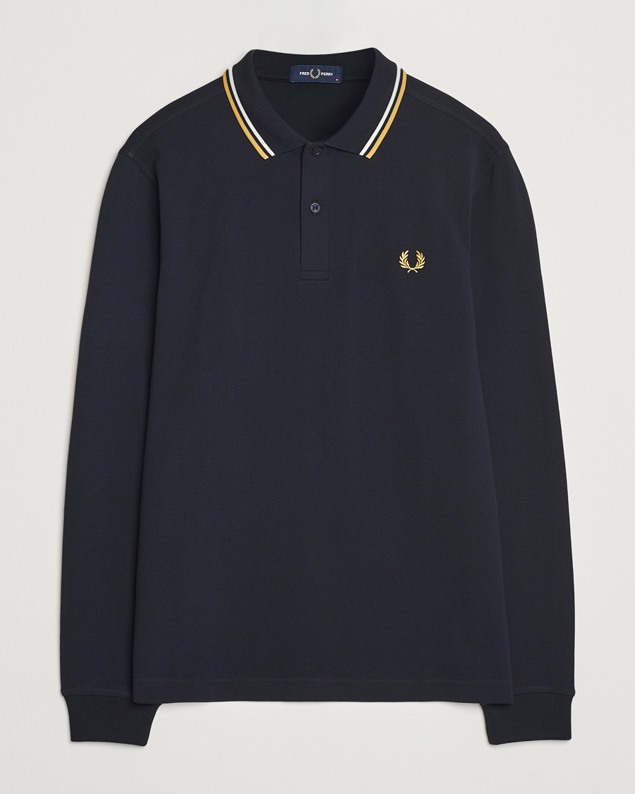 Herre | Gensere | Fred Perry | Twin Tipped Long Sleeve Polo Shirt Navy
