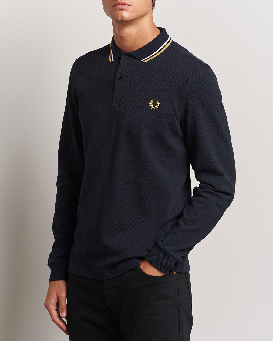 Herre | Gensere | Fred Perry | Twin Tipped Long Sleeve Polo Shirt Navy