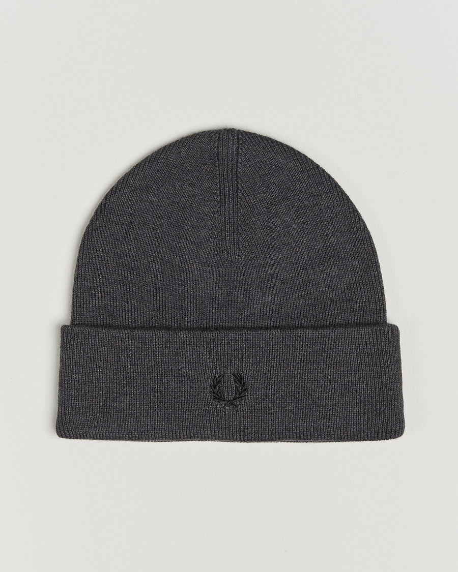Herre | Fred Perry Merino Wool Beanie Dark Grey Marl | Fred Perry | Merino Wool Beanie Dark Grey Marl