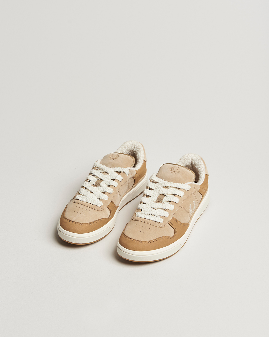 Herre | Fred Perry B300 Textured Nubuck/Suede Sneaker Warmstone/Ecru | Fred Perry | B300 Textured Nubuck/Suede Sneaker Warmstone/Ecru