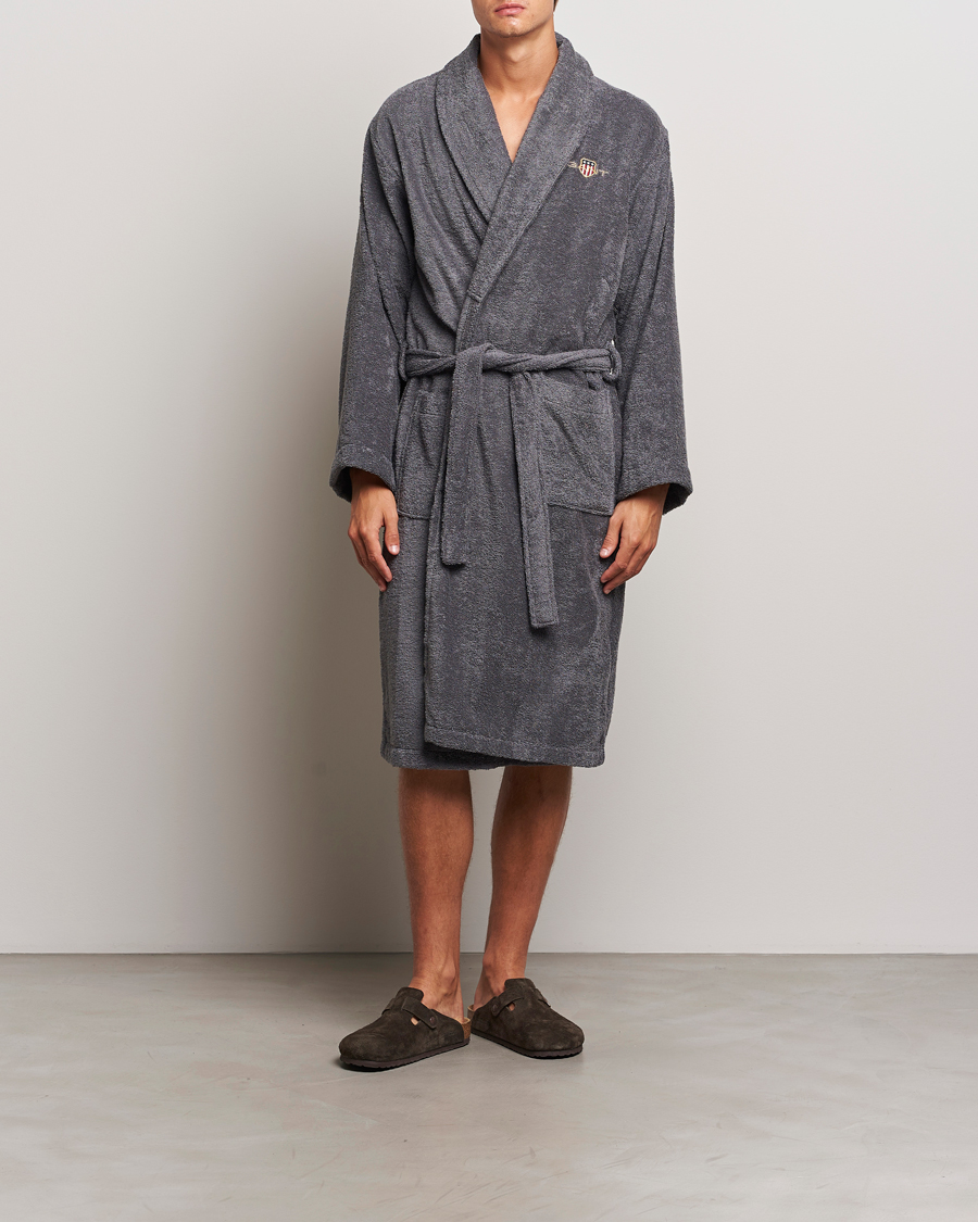 Herre | Pyjamaser og badekåper | GANT | Archive Shield Terry Robe Anchor Grey