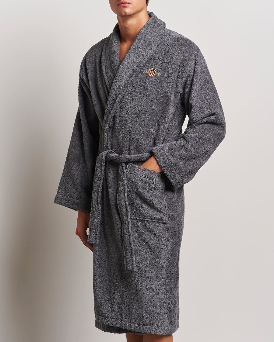 Herre | Pyjamaser og badekåper | GANT | Archive Shield Terry Robe Anchor Grey