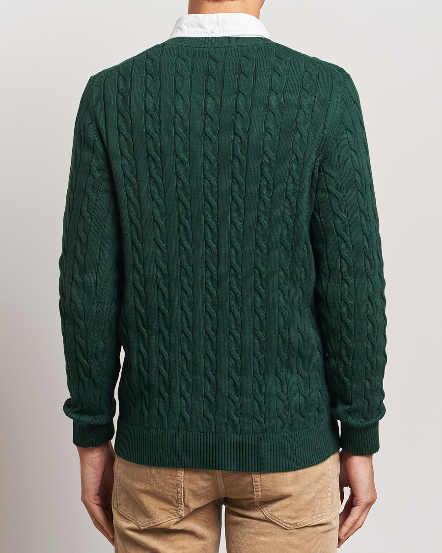 Herre | Gensere | GANT | Cotton Cable Crew Neck Tartan Green