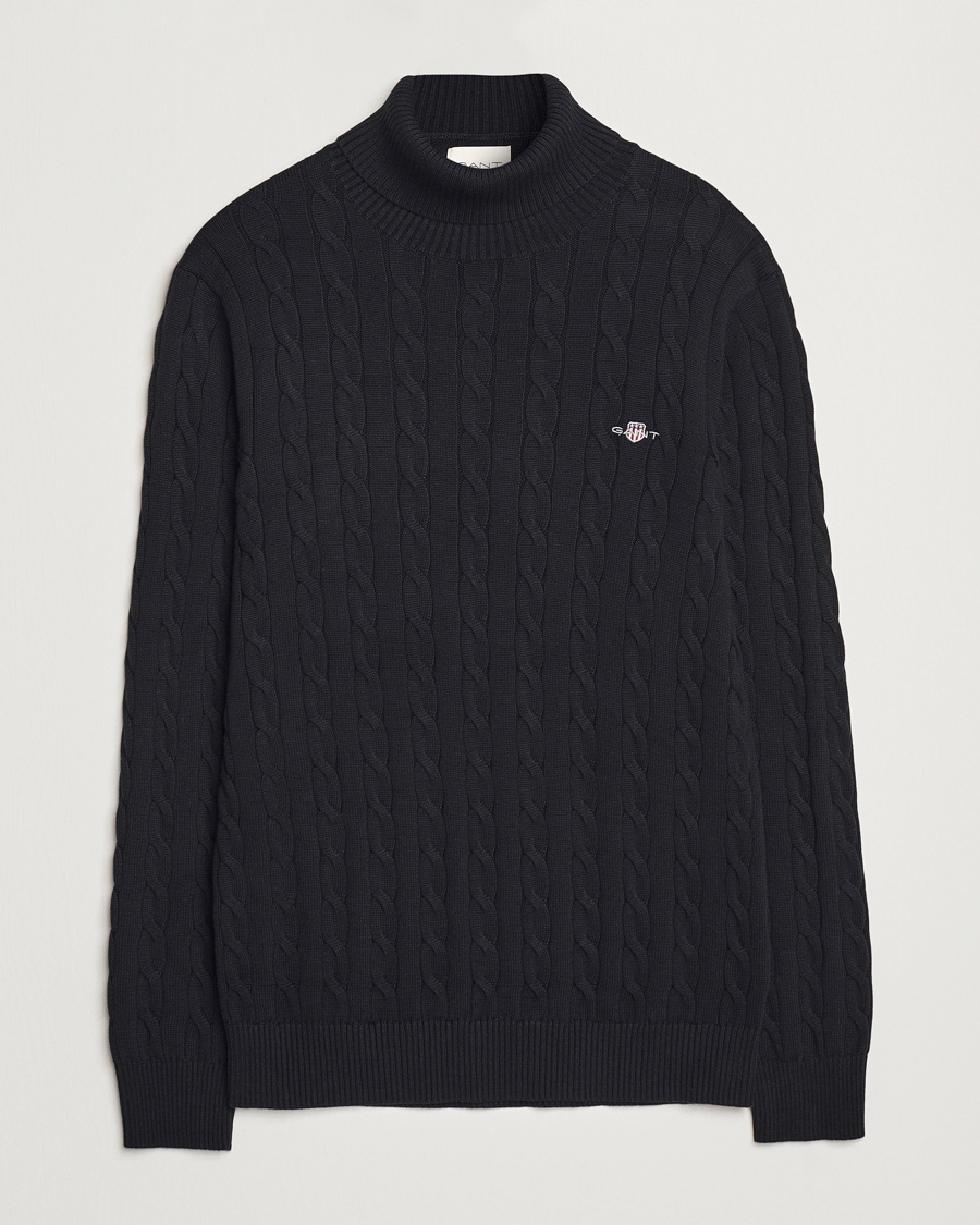 Herre | Gensere | GANT | Cotton Cable Turtle Neck Black