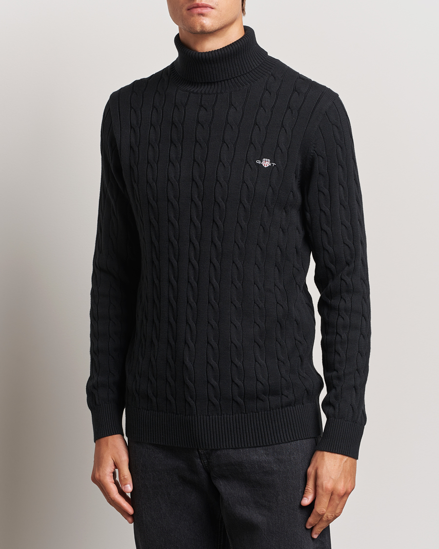 Herre | Gensere | GANT | Cotton Cable Turtle Neck Black