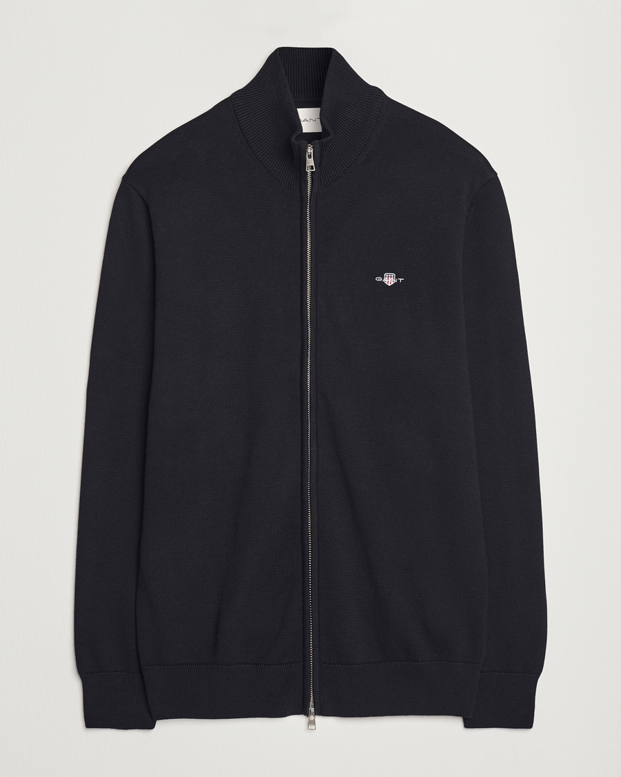 Herre | Gensere | GANT | Cotton Full Zip Cardigan Black