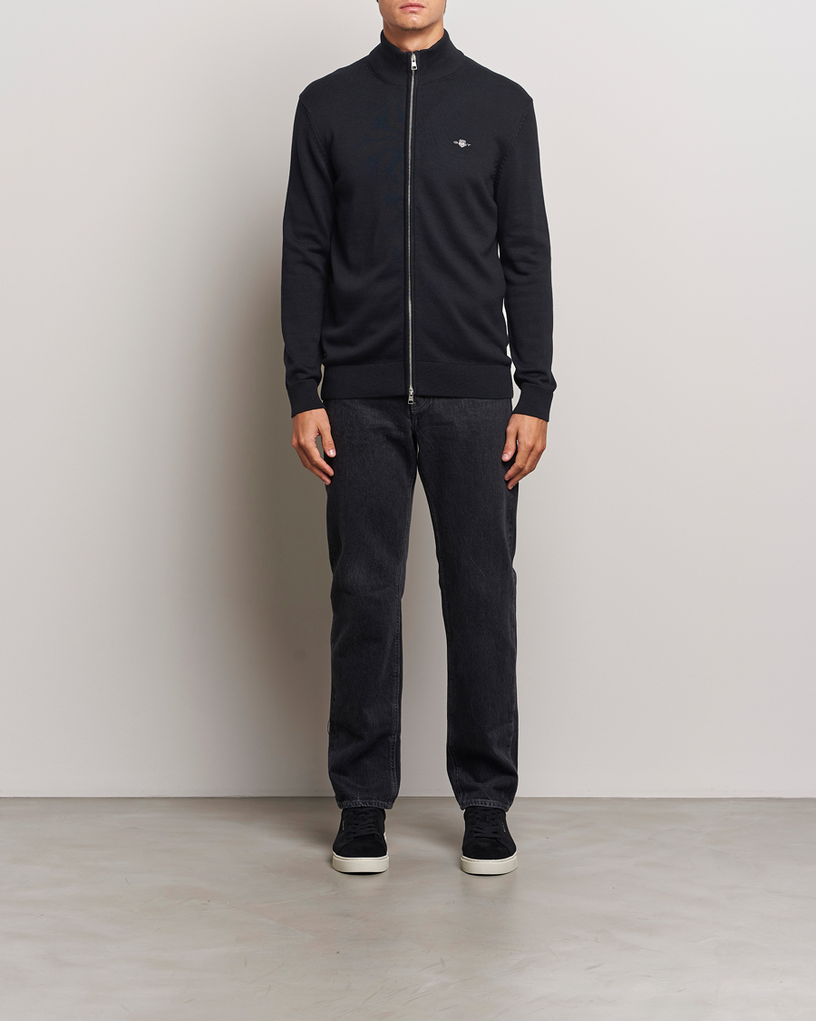 Herre | Gensere | GANT | Cotton Full Zip Cardigan Black