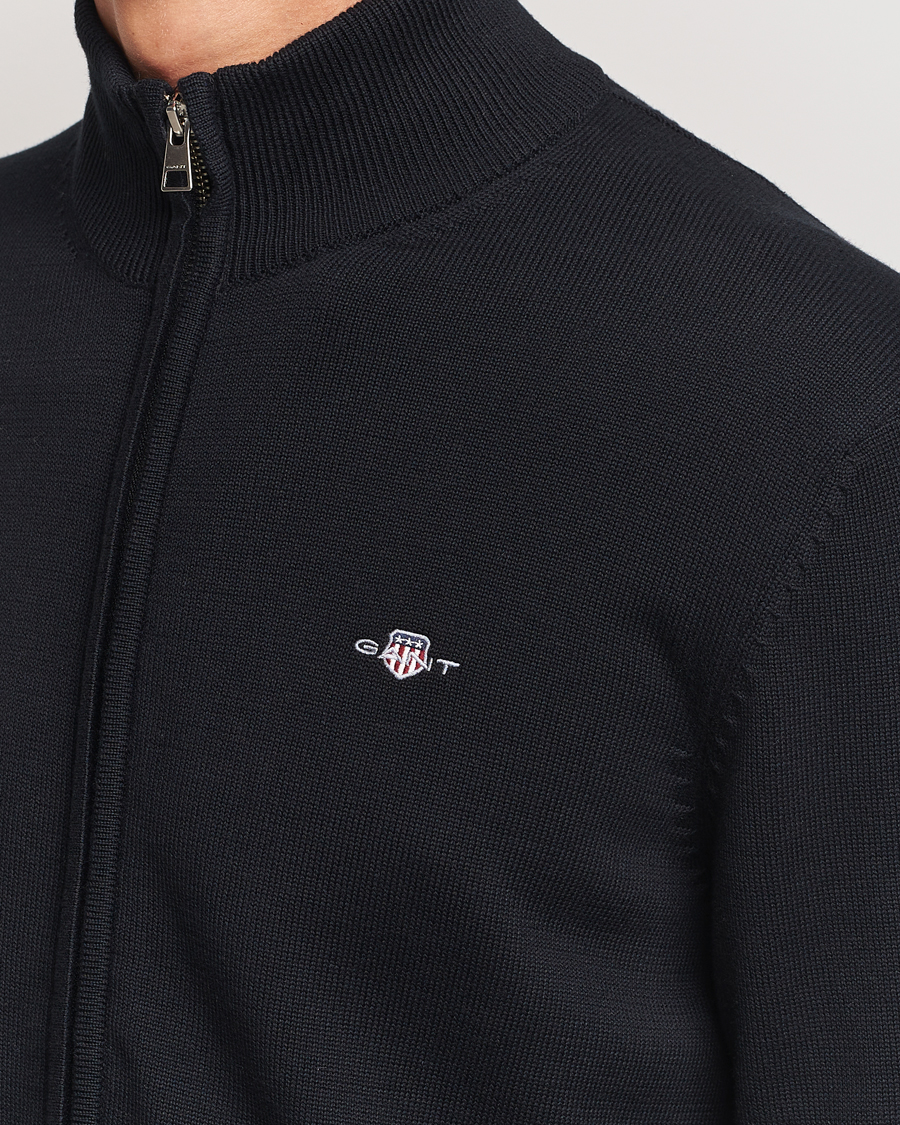 Herre | Gensere | GANT | Cotton Full Zip Cardigan Black