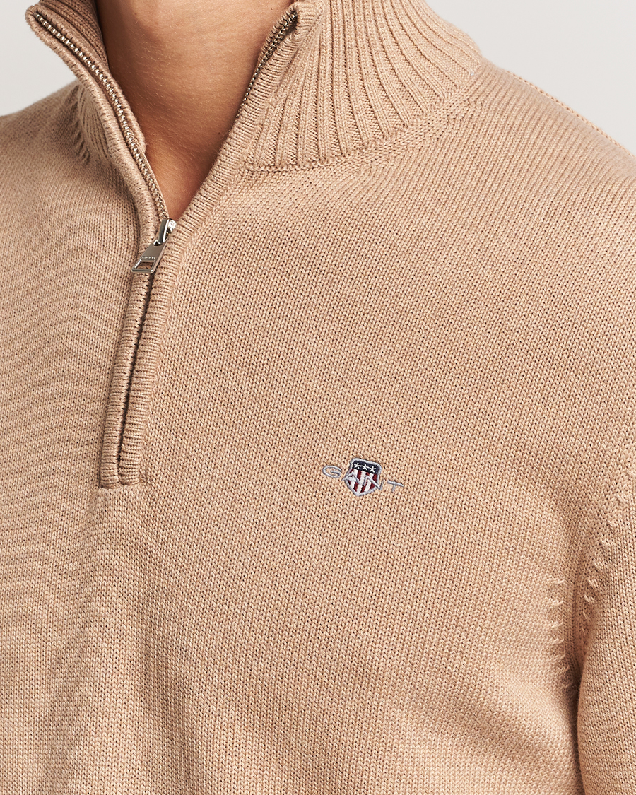 Herre | Gensere | GANT | Cotton Half Zip Khaki Melange