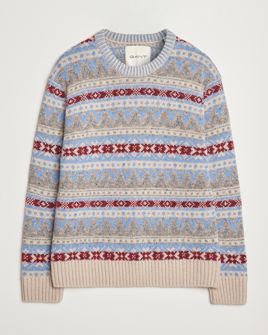 Herre | Gensere | GANT | Fair Isle Crew Neck Clear Sky