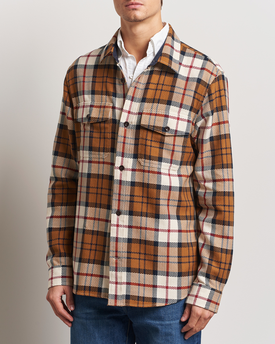 Herre | Skjorter | GANT | Herringbone Checked Overshirt Warm Earth