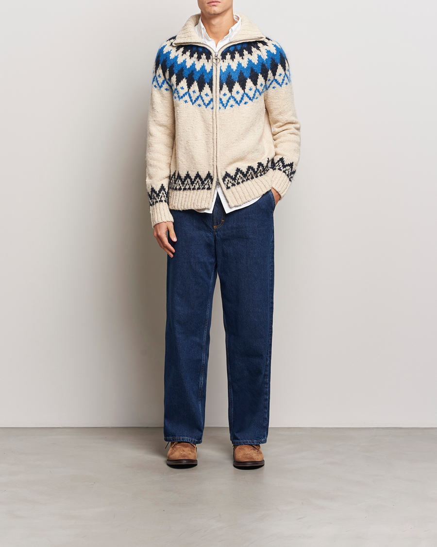 Herre | Gensere | Gant | Jacquard Zip Cardigan Cream