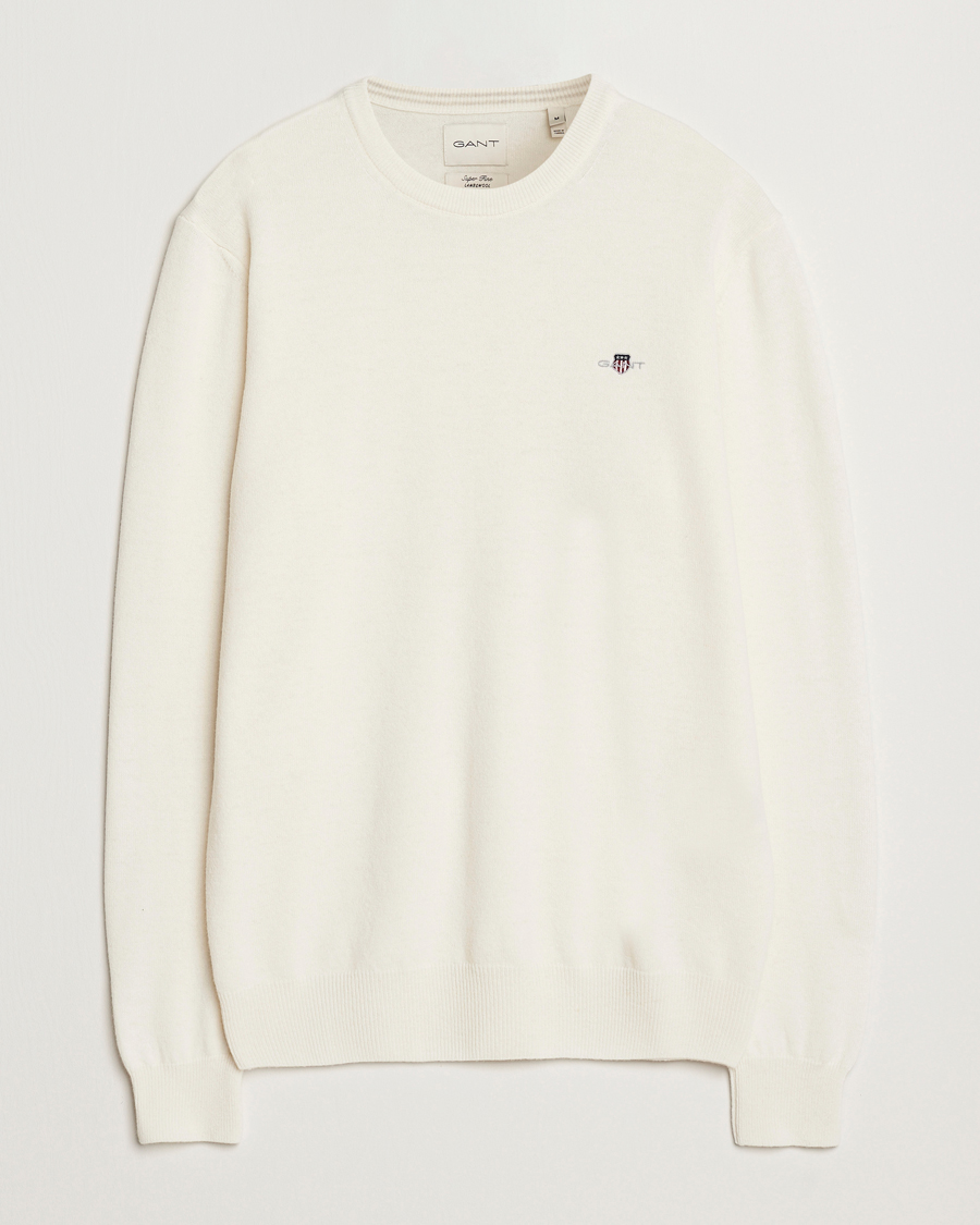 Herre | Gensere | GANT | Lambswool Crew Neck Pullover Cream