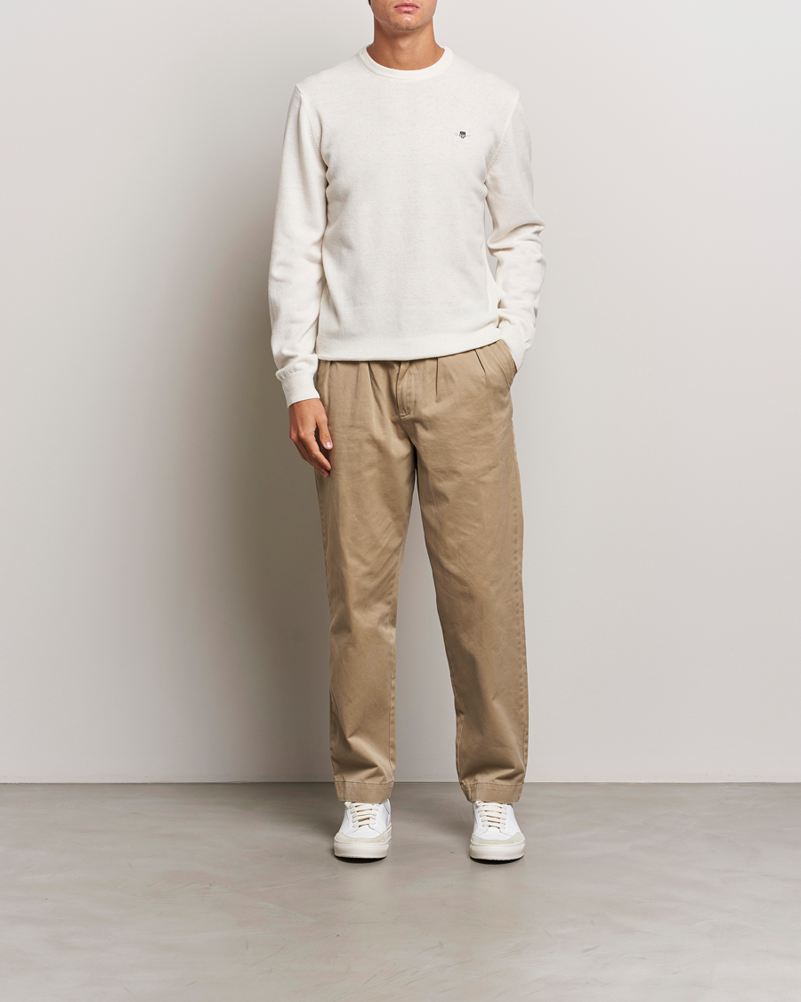 Herre | Gensere | GANT | Lambswool Crew Neck Pullover Cream
