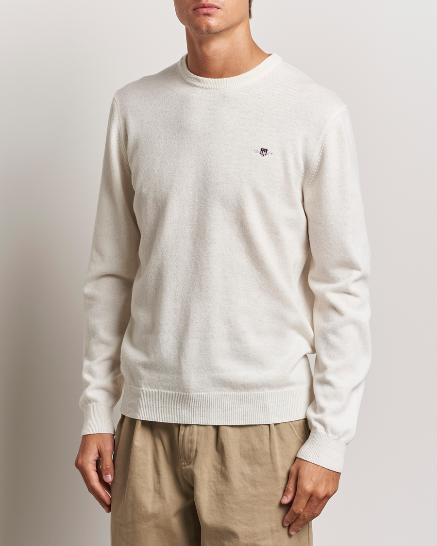 Herre | Gensere | GANT | Lambswool Crew Neck Pullover Cream